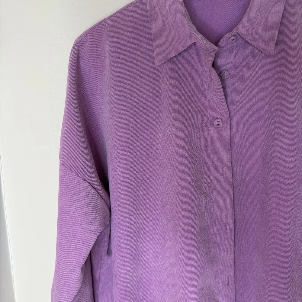 Zara Purple Lilac Casual Corduroy Button Front Oversized Shirt Jacket Shacket XS - Picture 5 of 16